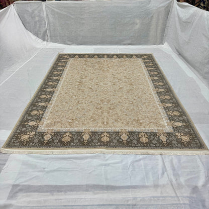 8x11 ft Persian Rug - Beheshti Tabraiz Collection - Brown Silk Luxury Machine-Made