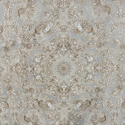 8x11 ft Persian Rug - Beheshti Tabraiz Collection - Brown Silk Luxury Machine-Made