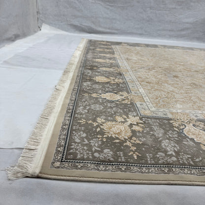 8x11 ft Persian Rug - Beheshti Tabraiz Collection - Brown Silk Luxury Machine-Made