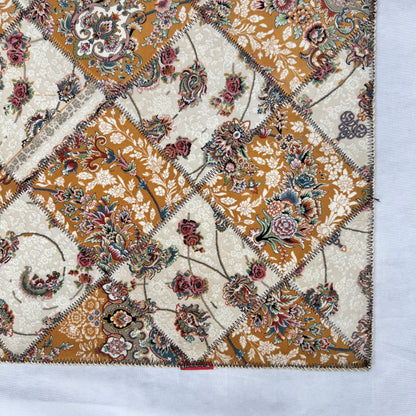 5 ft x 8 ft Persian Rug - Isfahan Majesty Collection - 1200 Reeds - Gold & Cream Patchwork Design