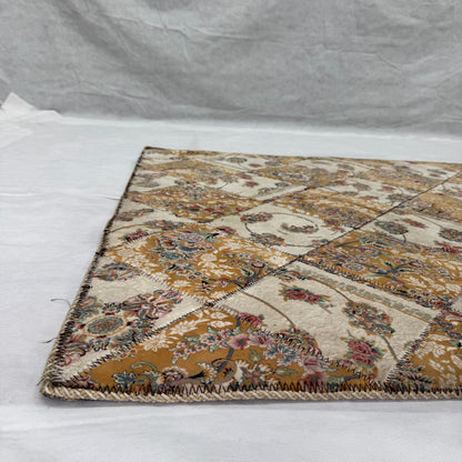5 ft x 8 ft Persian Rug - Isfahan Majesty Collection - 1200 Reeds - Gold & Cream Patchwork Design