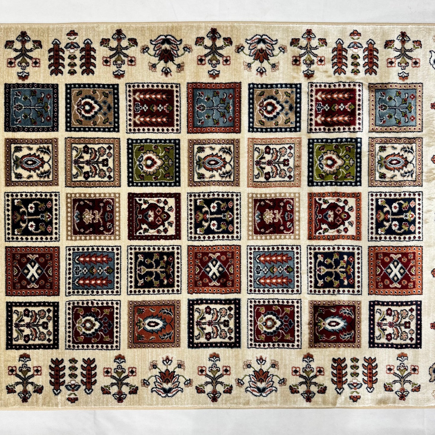 Turkish Rug - Anatolian Mosaic Collection - Beige Multicolor Geometric