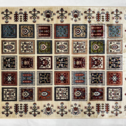 Turkish Rug - Anatolian Mosaic Collection - Beige Multicolor Geometric