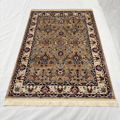 Turkish Rug - Desert Gold Collection - Beige & Ivory Floral Elegance