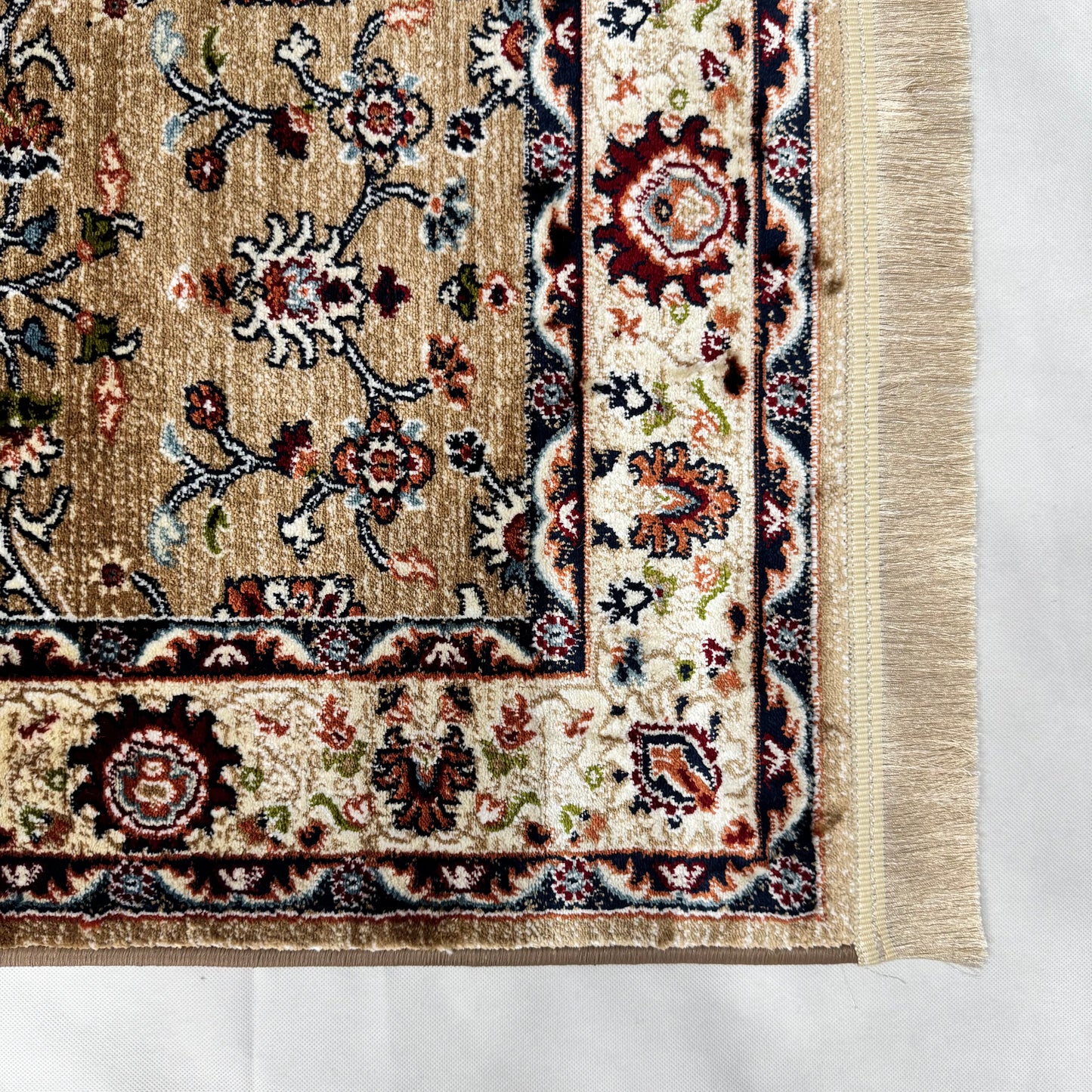 Turkish Rug - Desert Gold Collection - Beige & Ivory Floral Elegance