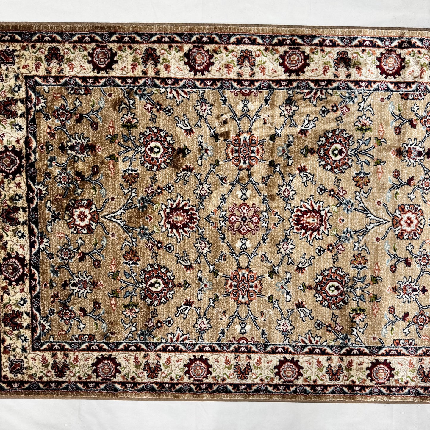 Turkish Rug - Desert Gold Collection - Beige & Ivory Floral Elegance
