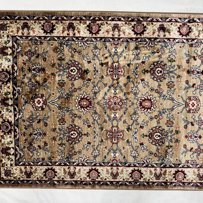 Turkish Rug - Desert Gold Collection - Beige & Ivory Floral Elegance