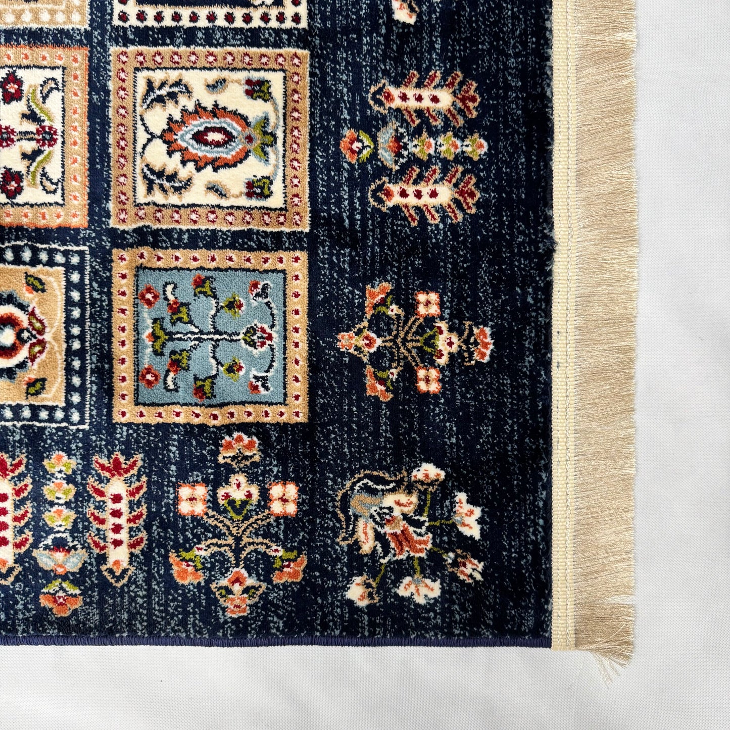 Turkish Rug - Ottoman Mosaic Collection - Navy Multicolor Tribal Squares