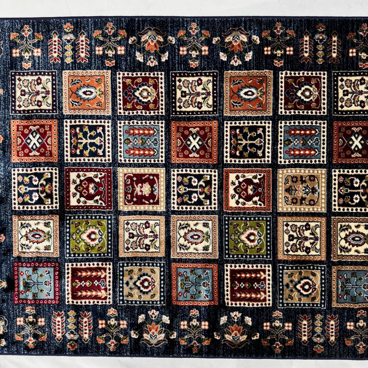 Turkish Rug - Ottoman Mosaic Collection - Navy Multicolor Tribal Squares
