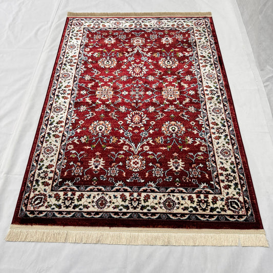 Turkish Rug - Crimson Bloom Collection - Red Floral Elegance
