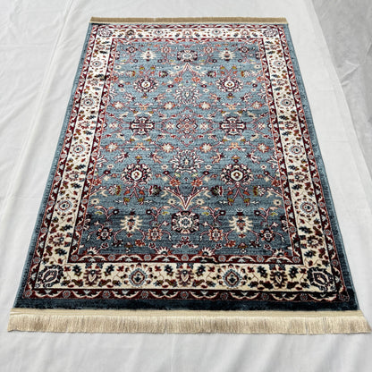 Turkish Rug - Azure Bloom Collection - Blue Floral Elegance