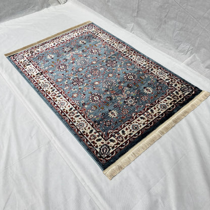 Turkish Rug - Azure Bloom Collection - Blue Floral Elegance