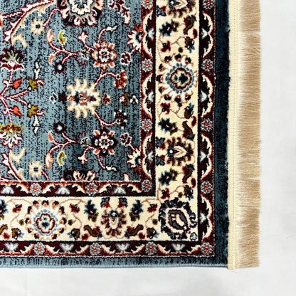 Turkish Rug - Azure Bloom Collection - Blue Floral Elegance
