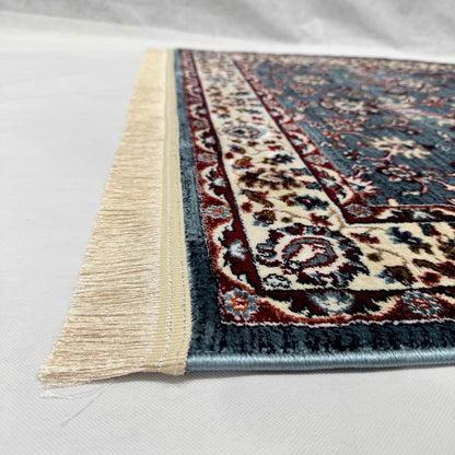 Turkish Rug - Azure Bloom Collection - Blue Floral Elegance