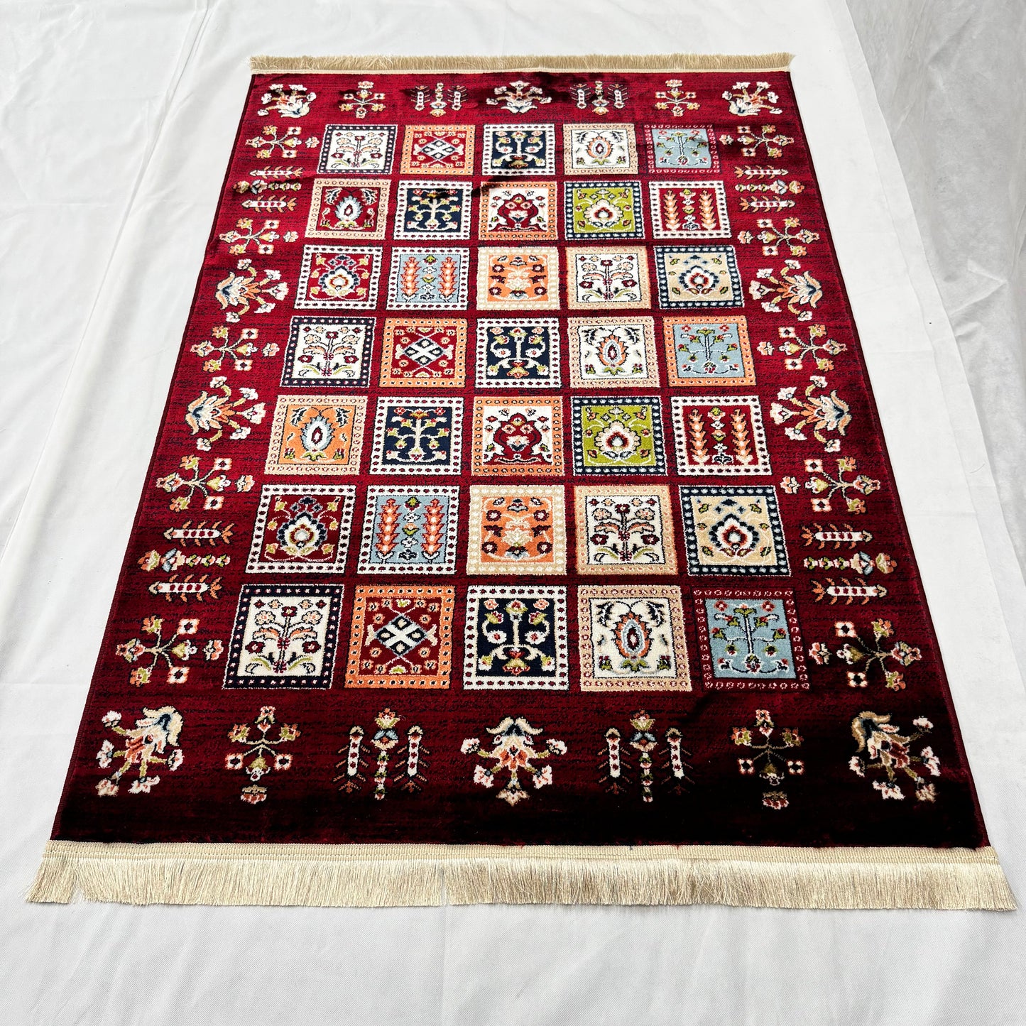 Turkish Rug - Anatolian Mosaic Collection - Red Patchwork Elegance