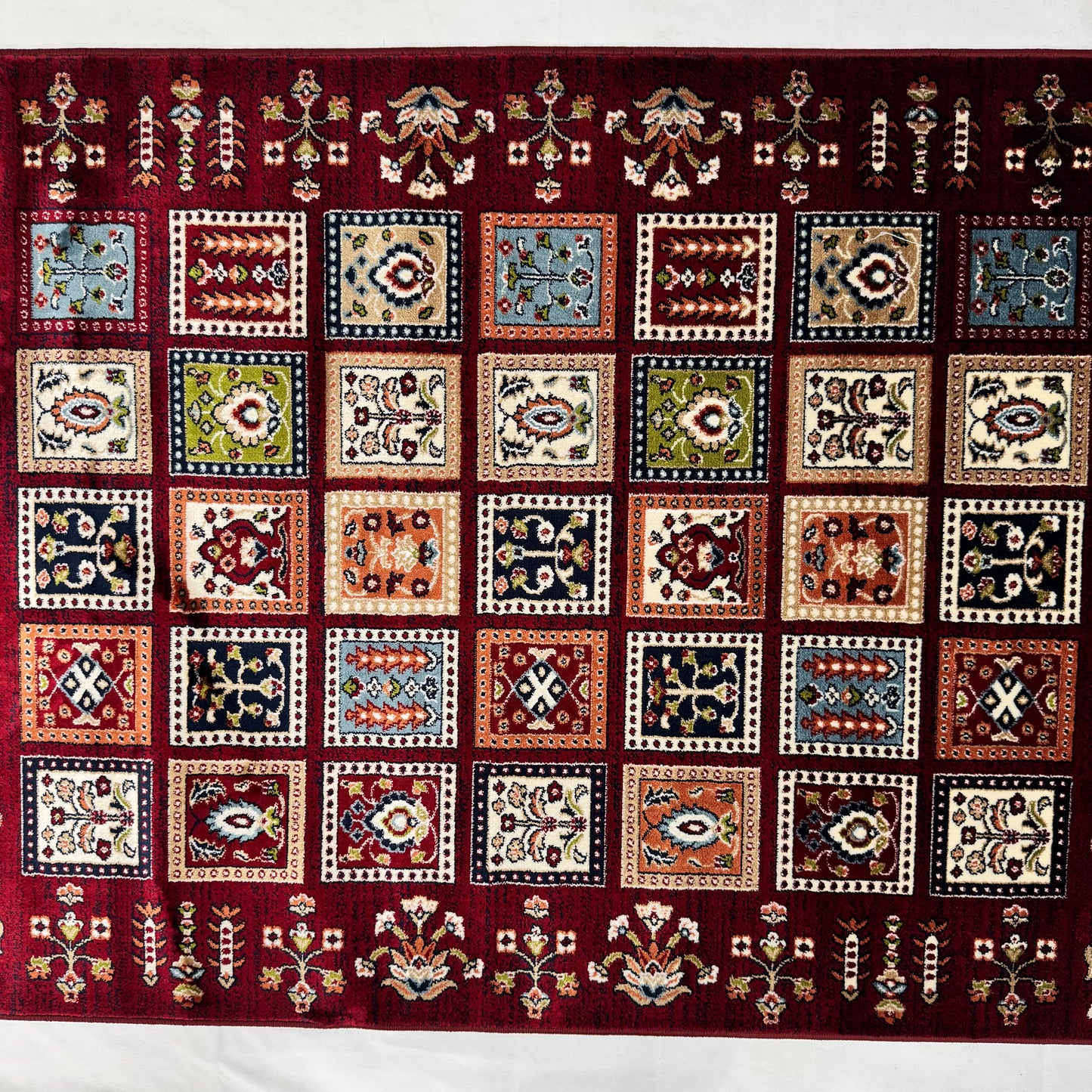 Turkish Rug - Anatolian Mosaic Collection - Red Patchwork Elegance