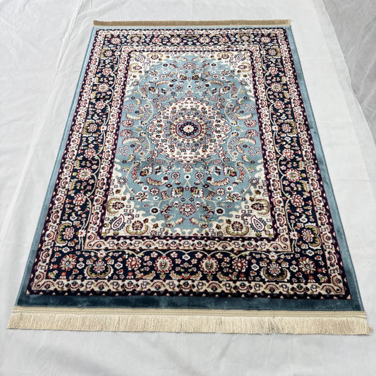 Turkish Rug - Sapphire Grace Collection - Blue & Ivory Floral Medallion