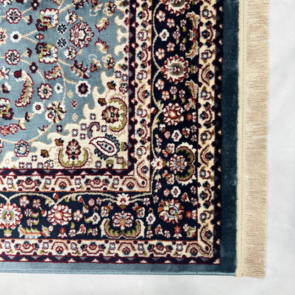 Turkish Rug - Sapphire Grace Collection - Blue & Ivory Floral Medallion