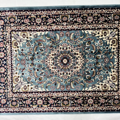 Turkish Rug - Sapphire Grace Collection - Blue & Ivory Floral Medallion