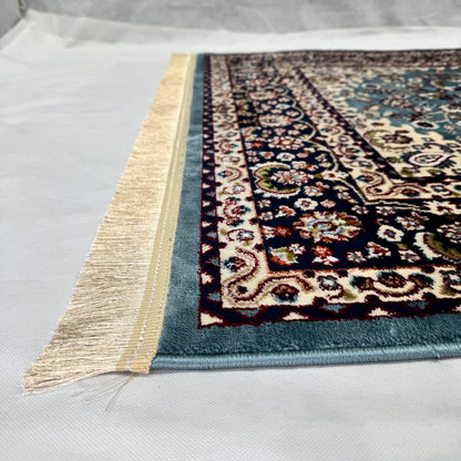 Turkish Rug - Sapphire Grace Collection - Blue & Ivory Floral Medallion