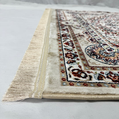 Turkish Rug - Desert Pearl Collection - Beige & Black Floral Medallion