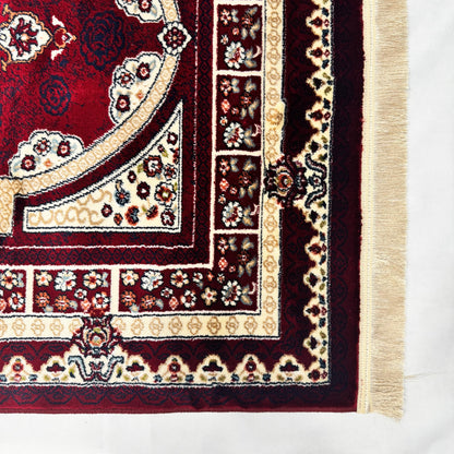 4x6 ft Turkish Rug - Ruby Elegance Collection - Red & Ivory Medallion Classic Design