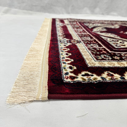 4x6 ft Turkish Rug - Ruby Elegance Collection - Red & Ivory Medallion Classic Design