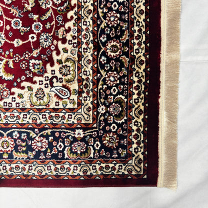 Turkish Rug - Crimson Royale Collection - Red & Navy Medallion Elegance