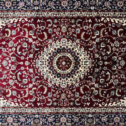 Turkish Rug - Crimson Royale Collection - Red & Navy Medallion Elegance