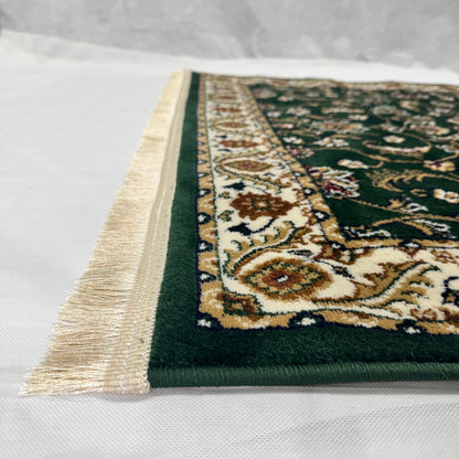 Turkish Rug - Emerald Medallion Collection - Green & Cream Classic Design