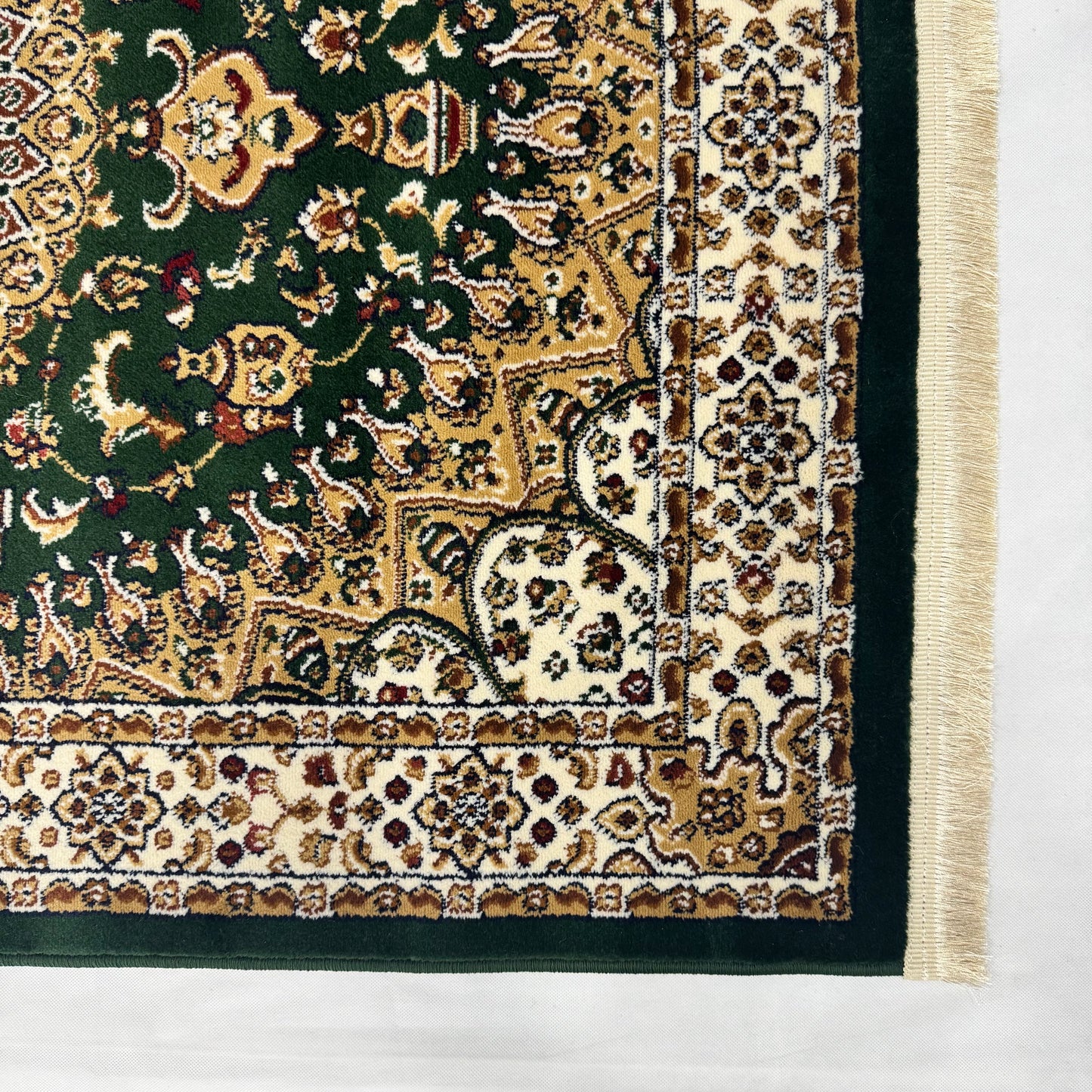 Turkish Rug - Golden Medallion Collection - Green & Ivory Luxury Design