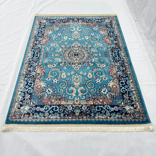 Turkish Rug – Sapphire Palace Collection – Turquoise Blue Elegance