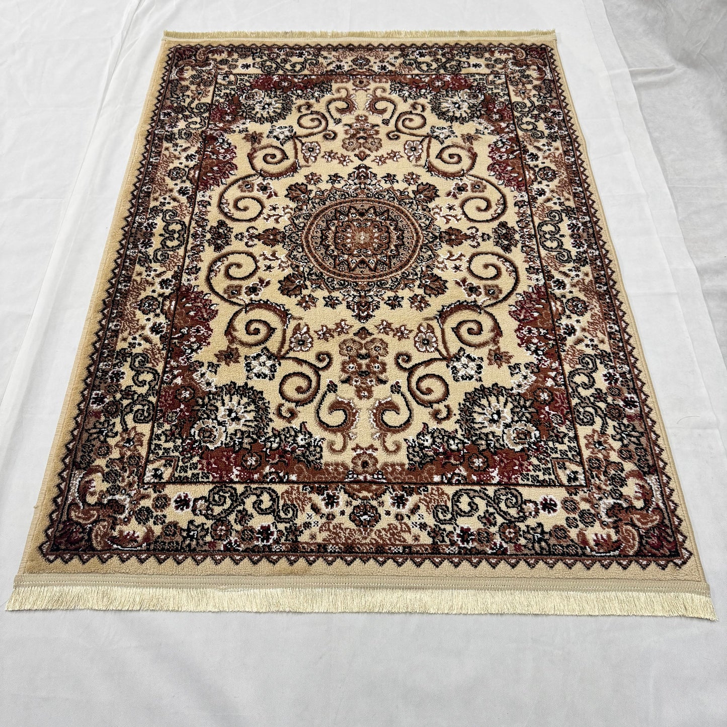 Turkish Rug – Golden Aura Collection – Beige Luxury Medallion