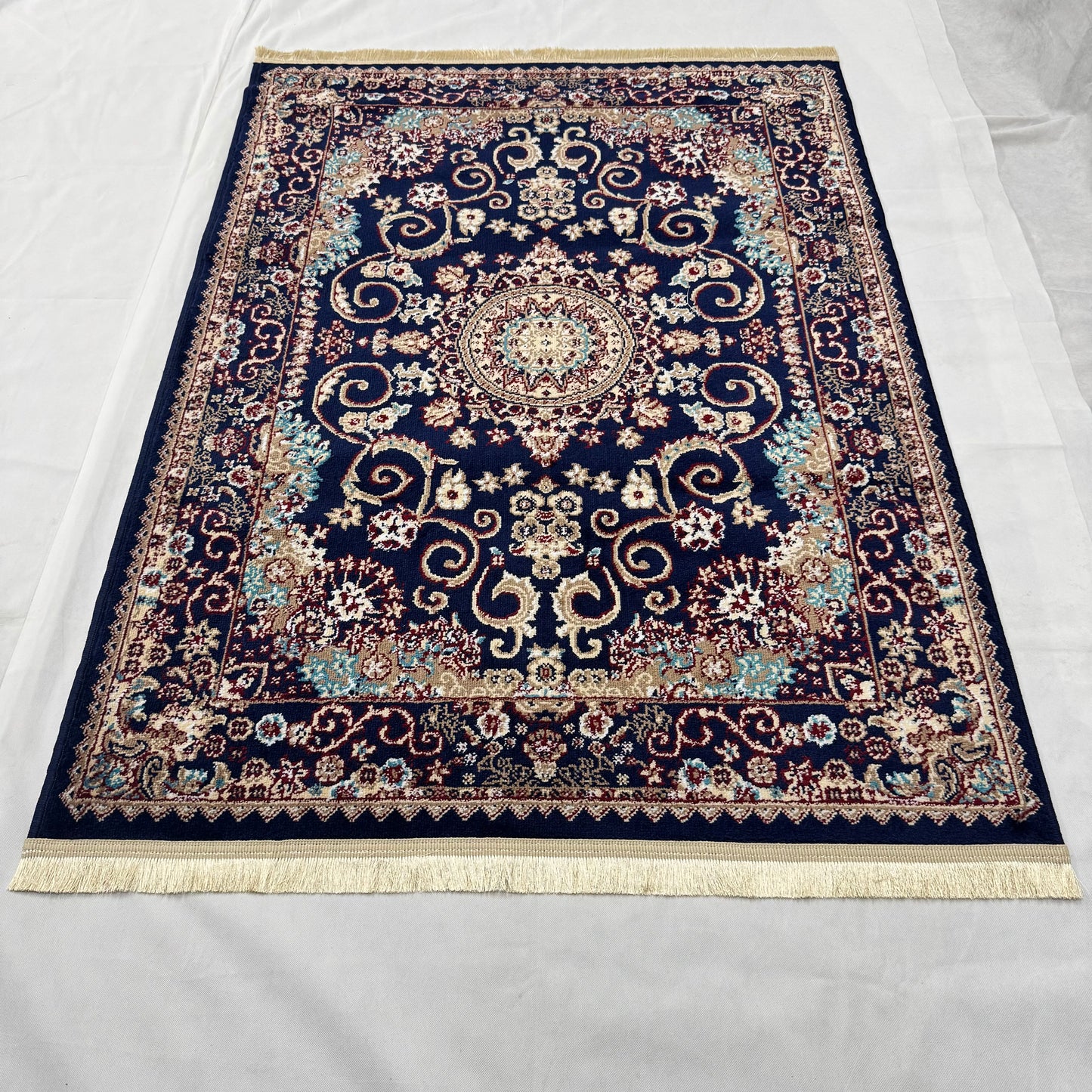 Turkish Rug – Midnight Royale Collection – Navy Blue Luxury Medallion