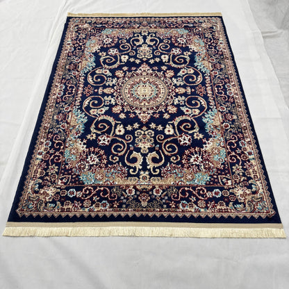 Turkish Rug – Midnight Royale Collection – Navy Blue Luxury Medallion