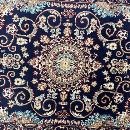 Turkish Rug – Midnight Royale Collection – Navy Blue Luxury Medallion