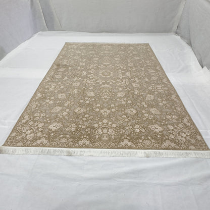 Persian Kashani Bamboo Silk Rug 8x11 ft 1500 Reeds Gold Floral Luxury Iranian Carpet