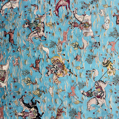Persian Hunting Scene Pure Silk Abresham Rug 8 ft x 11 ft | 1600 Reed