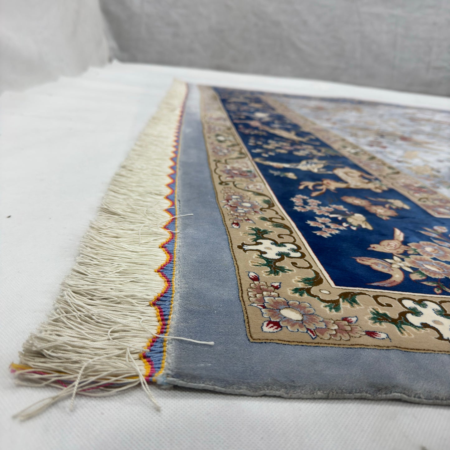 Persian Isfahan Hunting Scene Pure Silk Abresham Rug 8 ft x 11 ft | 1600 Reed