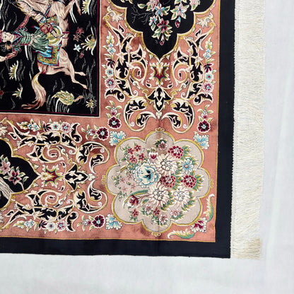 Persian Hunting Shekargh Pure Silk Abresham Rug 8 ft x 11 ft | 1600 Reed
