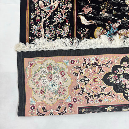 Persian Hunting Shekargh Pure Silk Abresham Rug 8 ft x 11 ft | 1600 Reed