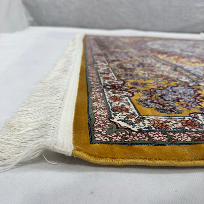 Persian Isfahan Floral Medallion Pure Silk Abresham Rug 8 ft x 11 ft