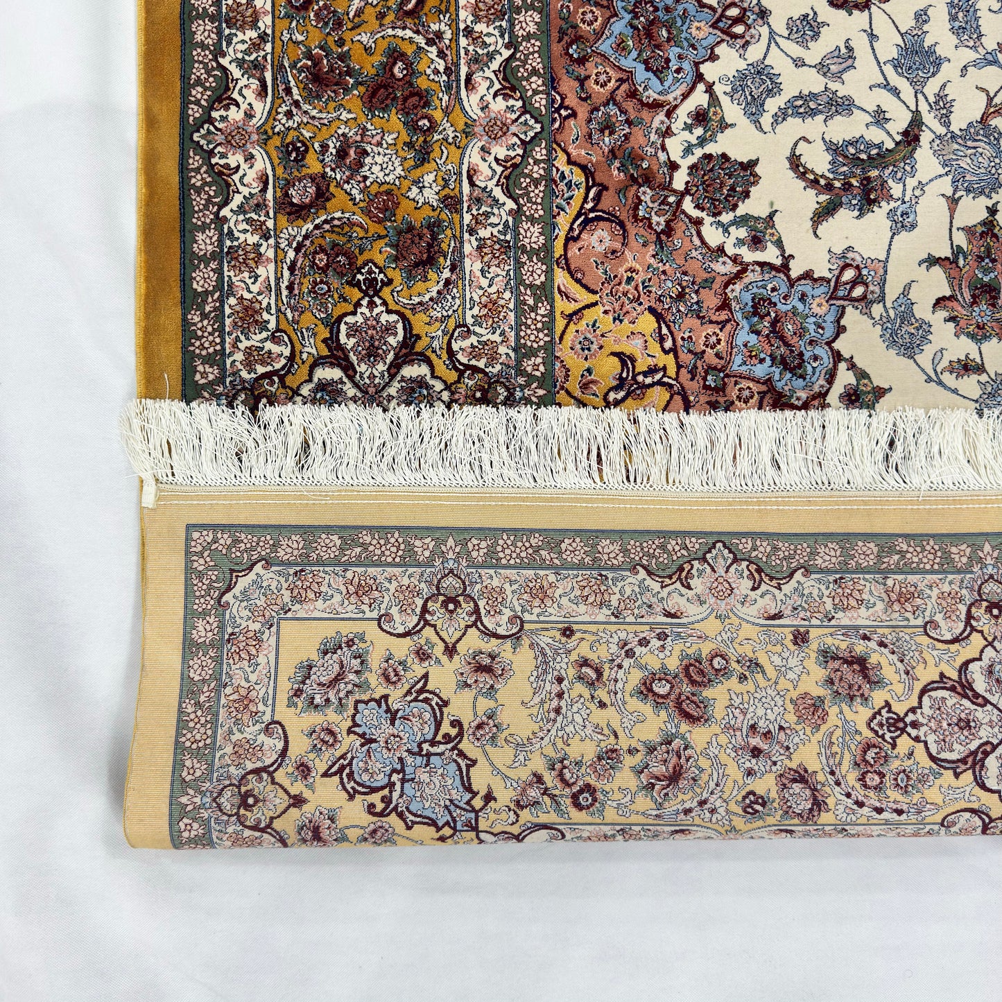 Persian Isfahan Floral Medallion Pure Silk Abresham Rug 8 ft x 11 ft