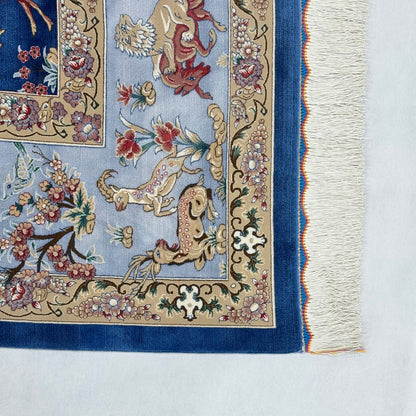 Persian Hunting Shekargh Pure Silk Abresham Rug 7 ft x 10 ft | 1600 Reed