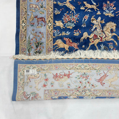 Persian Hunting Shekargh Pure Silk Abresham Rug 7 ft x 10 ft | 1600 Reed