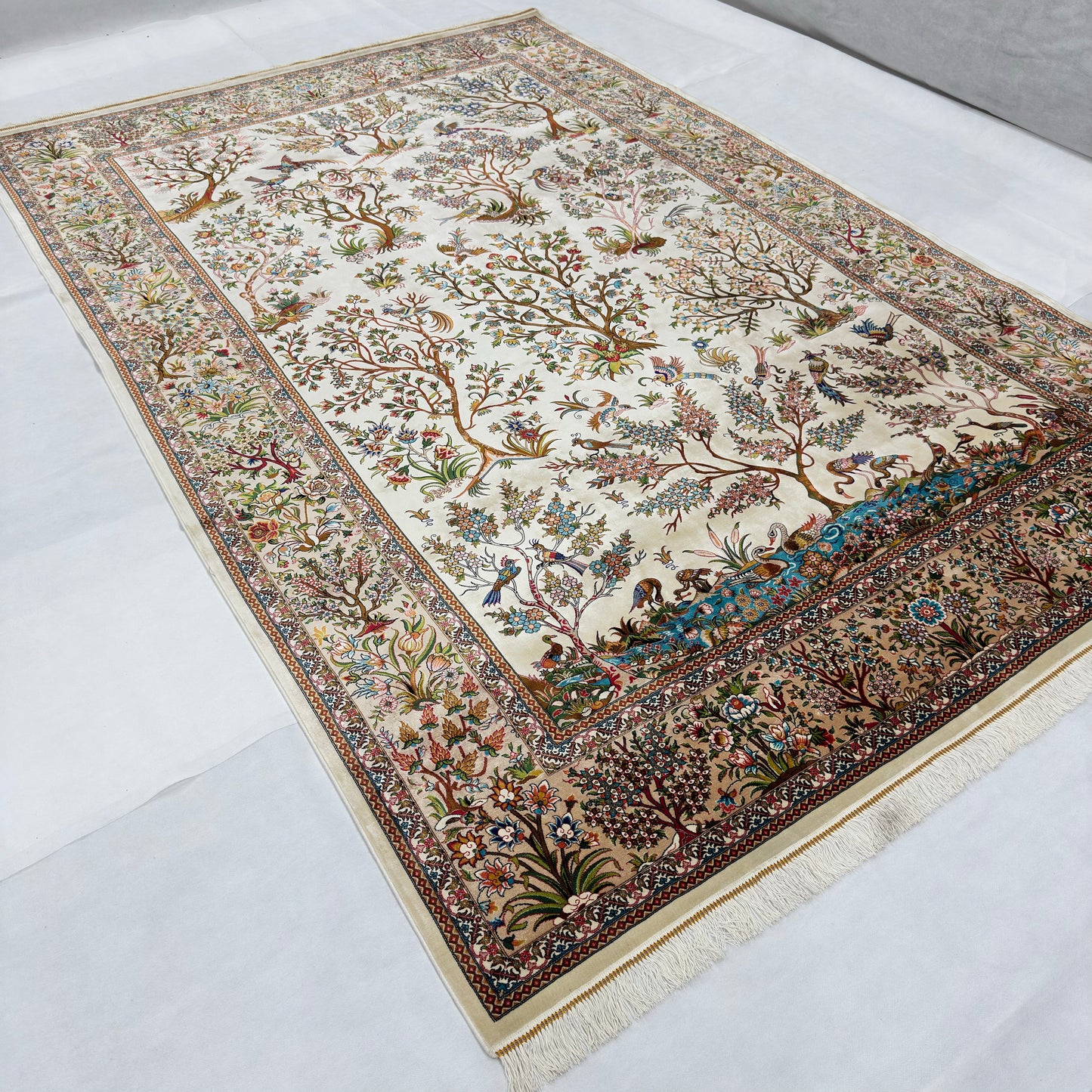 Persian Tree of Life Silk Rug 7 ft x 10 ft | Pure Silk Abresham 1600 Reed