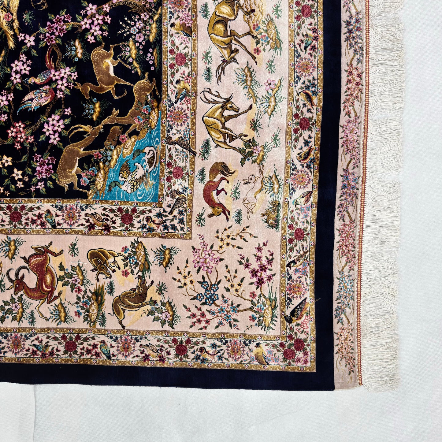 Persian Shekargh Hunting Pure Silk Abresham Rug 7 ft x 10 ft | 1600 Reed