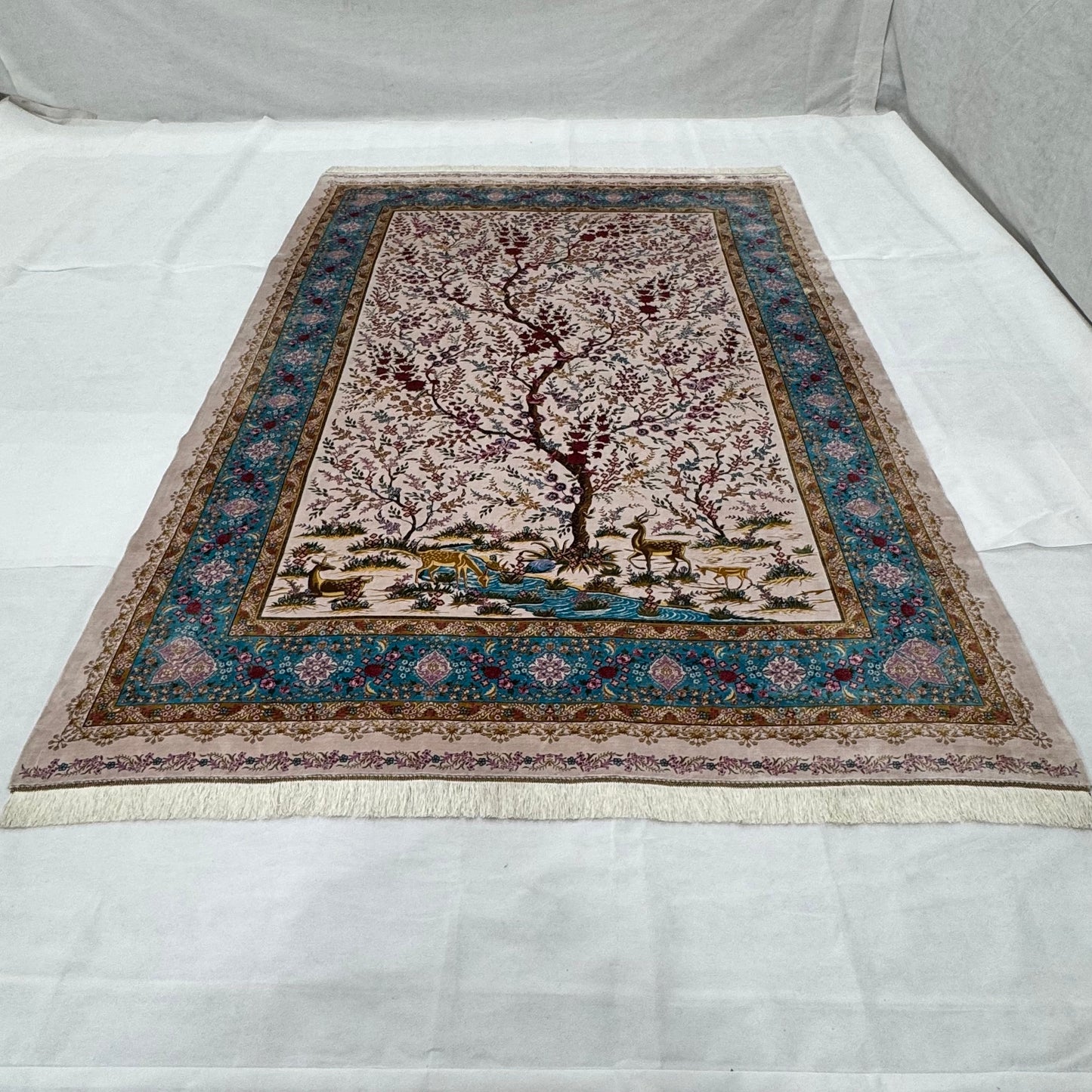 Persian Tree of Life Silk Rug 7 ft x 10 ft | Pure Silk Abresham 1600 Reed