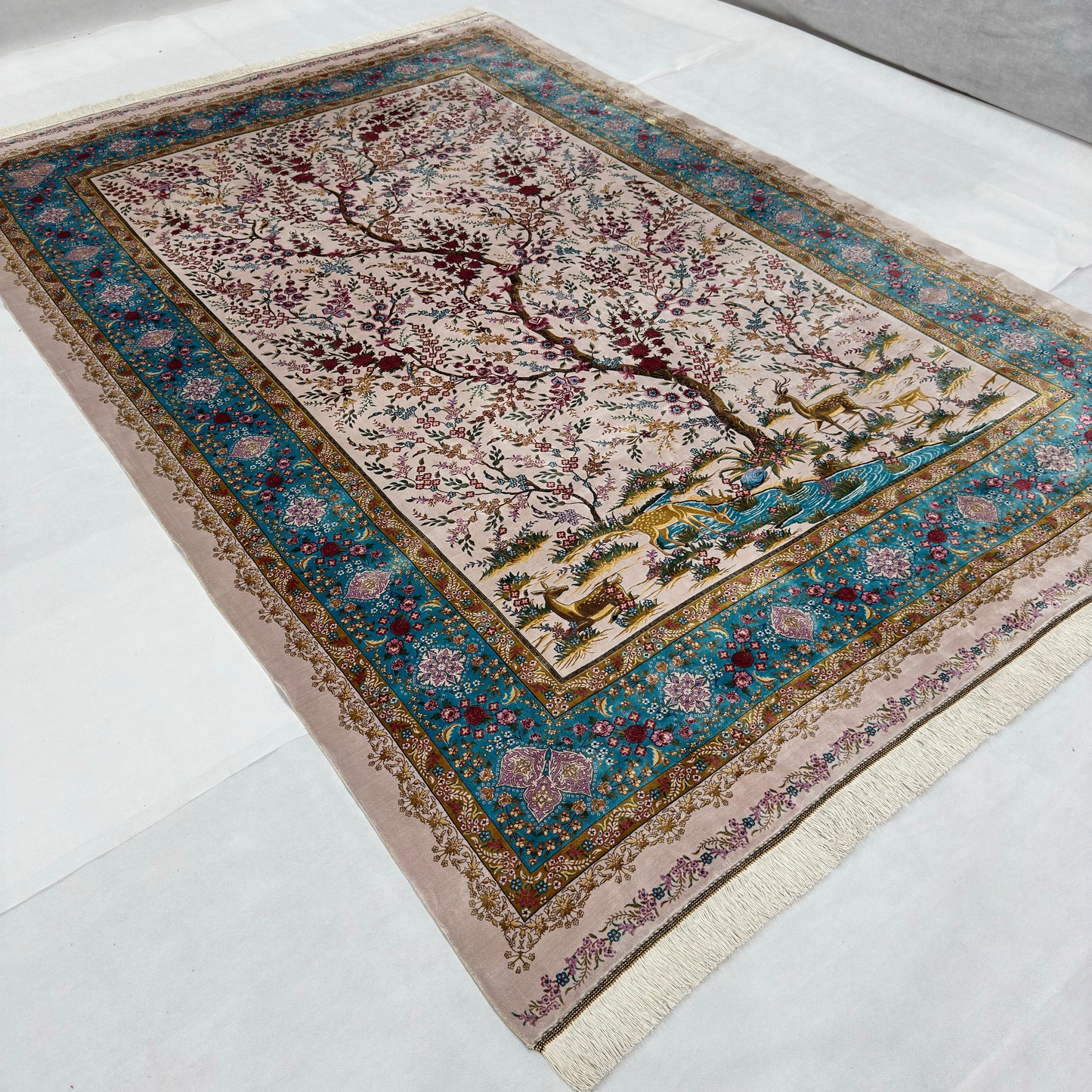 Persian Tree of Life Silk Rug 7 ft x 10 ft | Pure Silk Abresham 1600 Reed