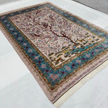 Persian Tree of Life Silk Rug 7 ft x 10 ft | Pure Silk Abresham 1600 Reed